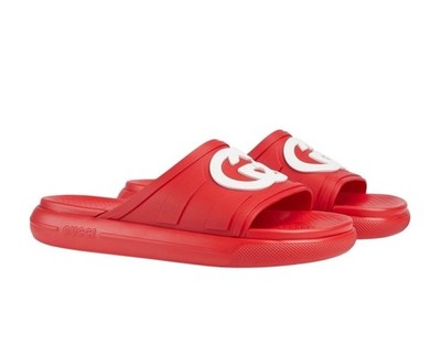 GUCCI Men's Rubber Maple Red White Sandals 780296 Size US 12.5, 12