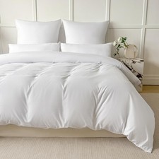 Duvet Cover Queen Size 3 Pieces Set White Ultra Soft Fluffy Bestouch Breathab...