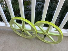 RARE NEON YELLOW  Lime ACS Z-Mag Rim Wheel Set Old School BMX Freestyle Bike