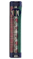 DoubleSided Holiday Gift Wrap Paper 180 Sq Ft 3Pack Plaid/Poinsettia/Holly