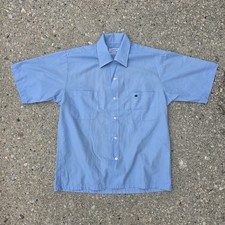 Vintage 1960s Brent Montgomery Ward Blue Crown Pocket Shirt Mens Medium 15 15