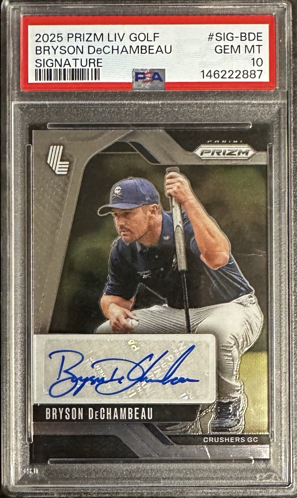 Bryson DeChambeau #11 Golf Cards 2025 Panini Prizm LIV Signature trading card — raw and PSA graded price guide