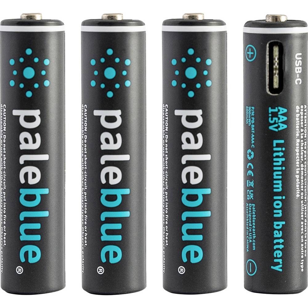 Pile AAA rechargeable Li-Ion Paleblue 1.5V à tension constante x4