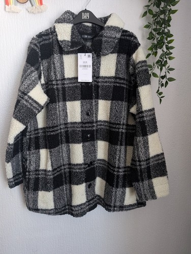 new Yours Curve Women's Plus Size Checked Fleece Jacket UK 20 Cute Spring Warm - Picture 14 of 17