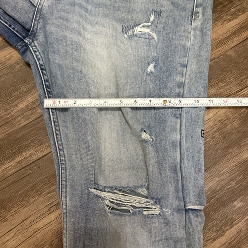 Pantalones de mezclilla Ksubi Chitch azul capa trashed para hombre 40x33 punk ajustados cónicos - Imagen 5 de 13