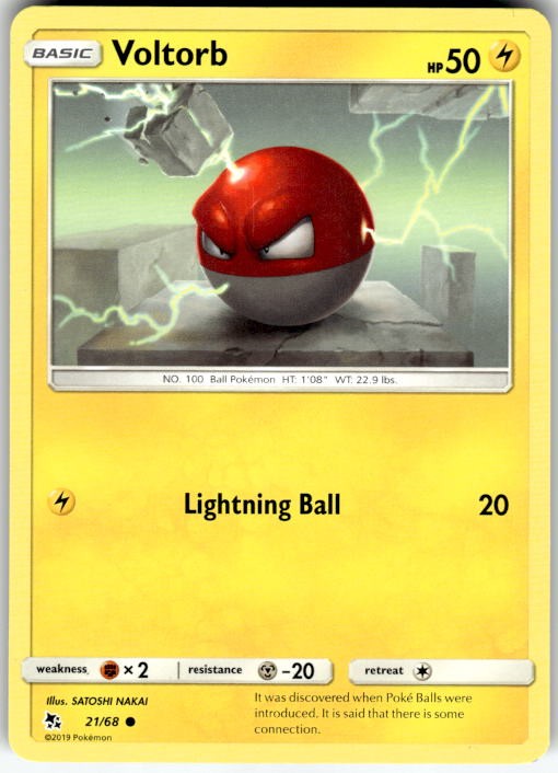 Voltorb 21/68 Common Hidden Fates Pokemon Lightly Played