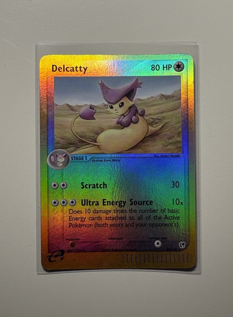 Pokémon TCG Delcatty EX Sandstorm 34/100 Reverse Holo WOTC Vintage LP