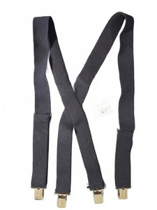 Navy Blue X-Back Suspenders | Heavy Duty - 2" Wide - Adjustable Clip-on Braces
