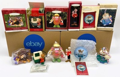 Lot of 6 Keepsake Hallmark Ornaments: E.T., Mrs Potato Head, Olive Oyl, Daniel