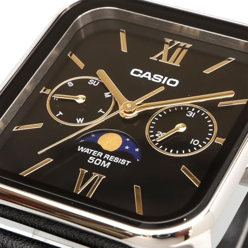 Montre homme Casio MTP-M305L-1A2V phase de lune cadran noir cuir - Photo 6 sur 6