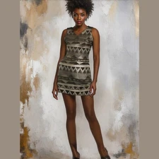 ONE CLOTHING Black Gray White Sequins Party Cocktail Dress S  NWT