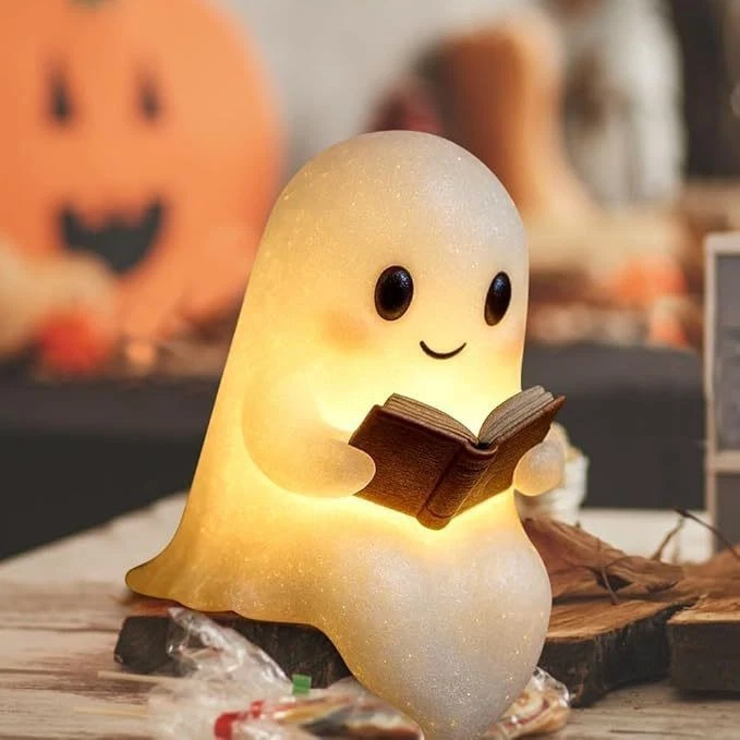 "Halloween LED Nachtlicht - Geist Buch Lampe für Mantel Deko NEU 2025"9.5*8.5*14 - Bild 2 von 4