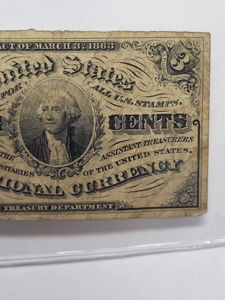 THREE CENT Fractional Note 3 Cents Third Issue - Image 4 of 4