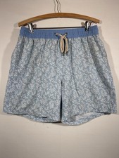 Fair Harbor Mens XL Swim Trunks Blue Lined Elastic Waist Beach Shorts