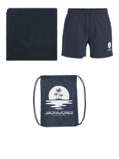 Jack & Jones Mens Big Size Elasticated Waist Swim Shorts and Towel Beach Bag Set