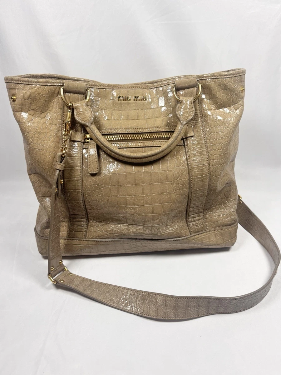 Miu Miu Gold Leather Exterior Bags & Handbags for Women for sale