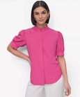 DKNY Women's Top Petite PS Mandarin-Collar Puff-Shoulder Shirt