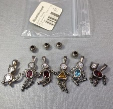 925 Sterling Silver Boy Girl Oval Birthstone Zirconia Pendants Charms Lot Of Six