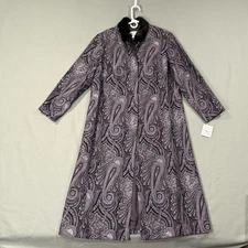 Vintage Elan By Tanner Coat Womens 14 Purple Paisley Mink Fur Collar Long NEW