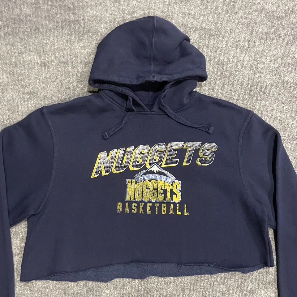 Retro Denver Nuggets Cropped Hoodie Sweatshirt Womens Medium NBA Basketball GIII - Image 3 of 4