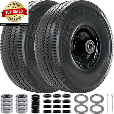 #ad 4.10 3.50 4 Tire and Wheel 10quot; Solid Tires with 5 8” Bearing Extra 3 4”amp;1 2” Bea $39.80
