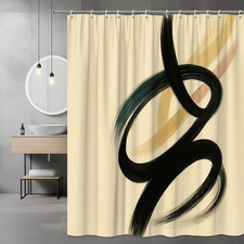 Modern Black and Gold Abstract Shower Curtain for Stylish Bathrooms