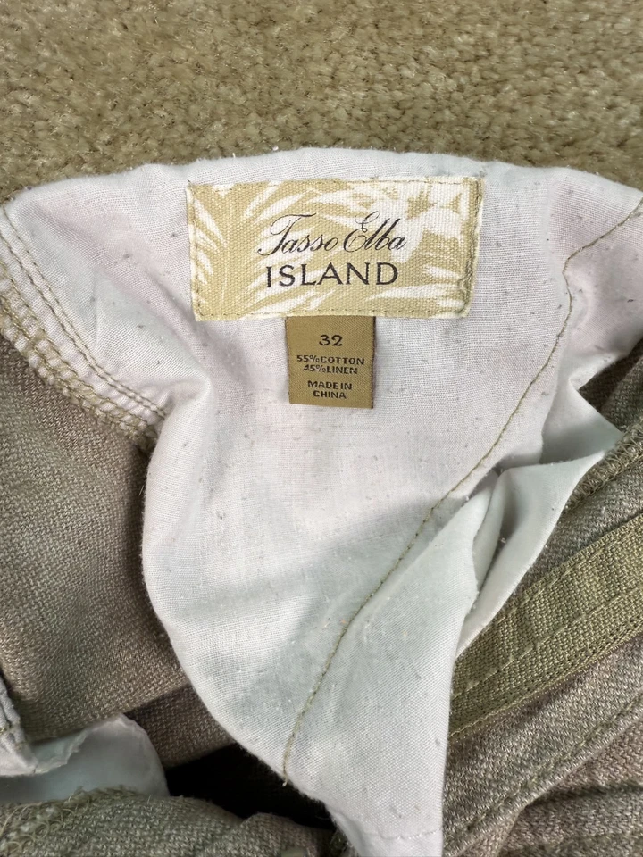 Pantalones Cortos Tasso Elba Island Para Hombre Talla 32 Mezcla de Lino Caqui Marrón Playa Informal B787 Foto 4 de 4