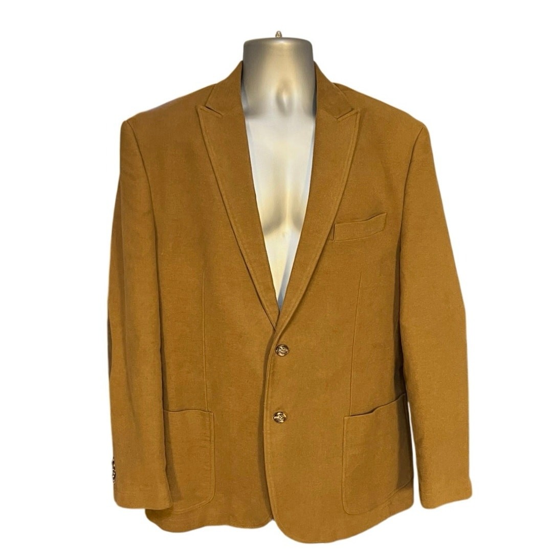 Joseph Abboud Camel Single Breast Elbow Patch Cotton Blazer Size XL