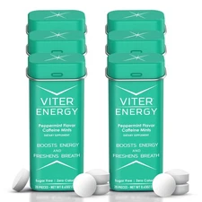 Viter Energy 40mg Caffeine Mints - Sugar-Free, Vegan, B Vitamins, Fast Energy
