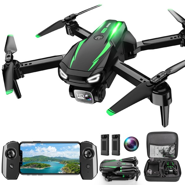 Drone con Cámara, 1080P HD FPV Drone Plegable para Niños Adultos Principiantes, Bru...