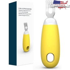 2 in 1 Citrus Zester Tool W/ Channel Knife Soft Grip Easy Clean Dishwasher Safe
