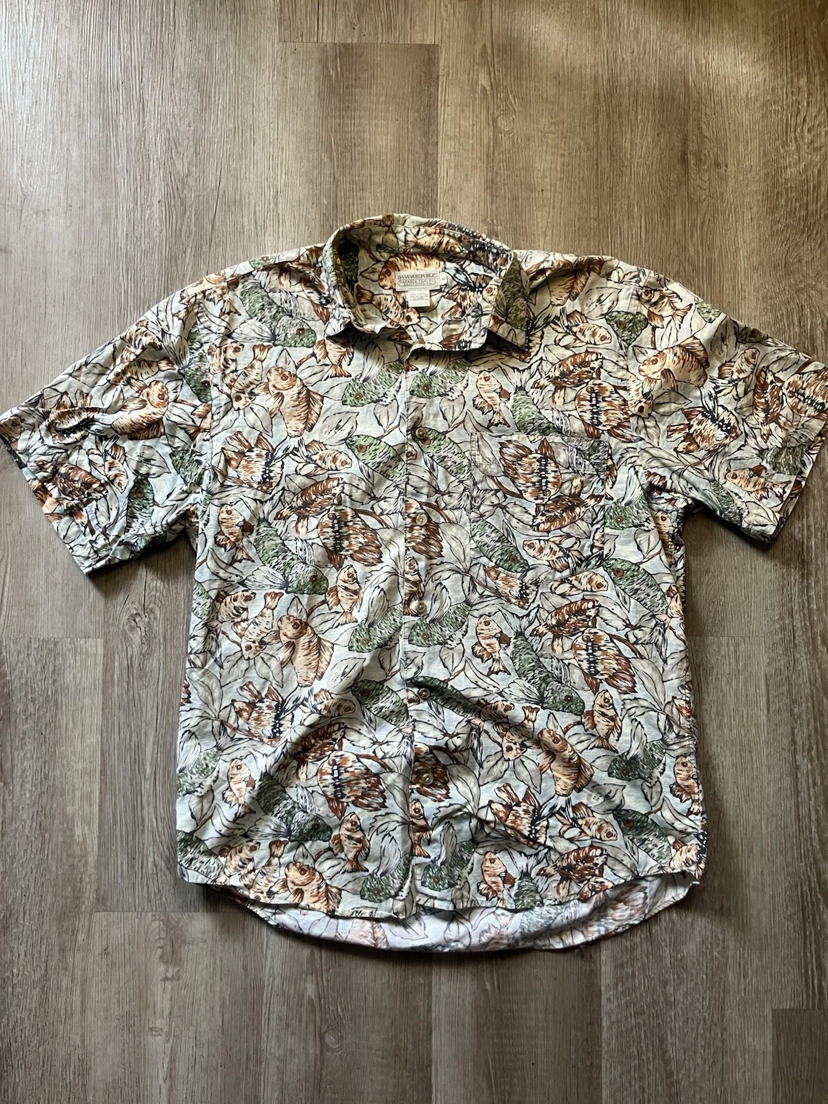 Vintage Banana Republic Hawaiian Fish Print Shirt Size Medium
