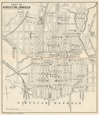 KINGSTON JAMAICA. Vintage town plan. West Indies. Caribbean 1931 old map