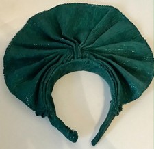 Aso-Oke African Headtie Auto Gele, Ready Made Gele (Green) Christmas Colour