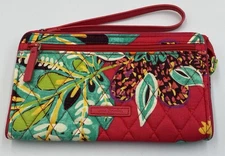 Vera Bradley Large Wristlet Wallet Rumba Pattern Front & Top Zip with Strap