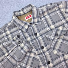 Wrangler Sherpa Lined Plaid Flannel Shirt Jacket Men's Size Small Warm Lined