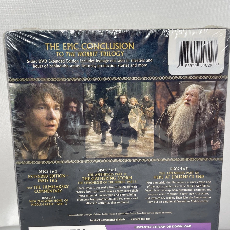 DVD The Hobbit: The Battle of the Five Armies Extended Ed 5-Disc Set NEW SEALED - Image 3 of 3