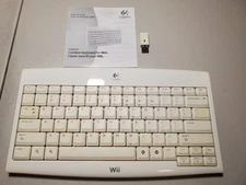 Nintendo Wii Logitech Cordless Wireless Keyboard W/ Dongle Free Fast Ship !