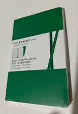 Brand new - sealed - green Moleskine Ruled Notebook pack of 2 - 9cm x 14cm