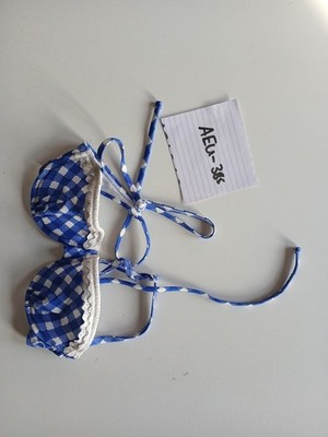 Op Bikini-Top blau/weiß Kastenmuster Größe 3-5 AEU-385