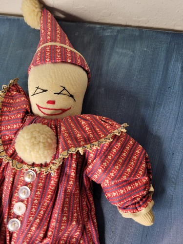 Bambola pagliaccio di stoffa vintage bella - Foto 3 di 7