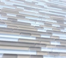 Santa Monica 12"x12" Matchstick Glass Mosaic Tile Frosted Backsplash Shower Wall