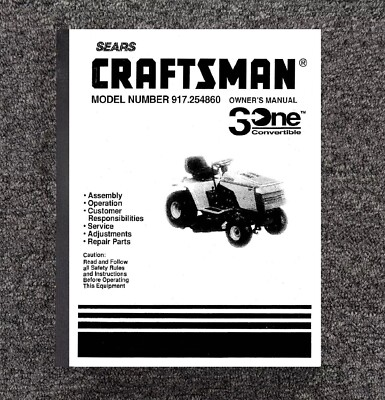 #ad Tractor Owner#x27;s Operator Service and Repair Parts Manual Craftsman 917.254860 $15.97