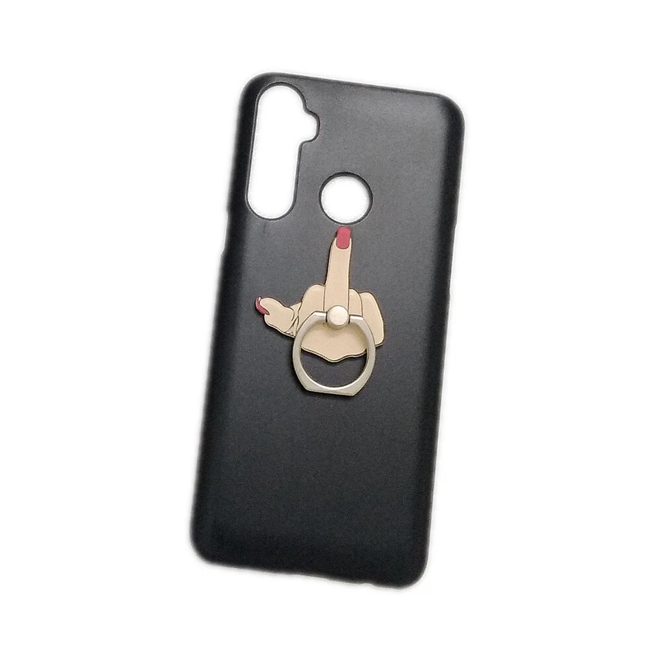 For Phones 3D Middle Finger Ring Stand Holder Black Back Hard Skin Case Cover - image 2 of 2