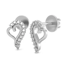 Fantastic Heart Design With Moissanite Half Border & 10K White Gold Earrings
