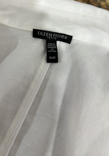 Eileen Fisher Organic Linen Blend White Open Front Blazer Jacket Size PS - Picture 5 of 8