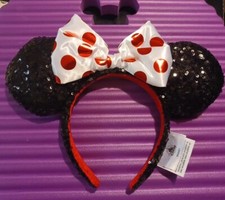 Disney Parks Red Polka Dot Bow Minnie Mouse Ears Headband.