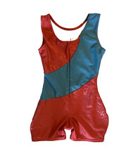 Danskin Freestyle Girls Orange Turquoise Leotard Short Unitard for Dance Size 6