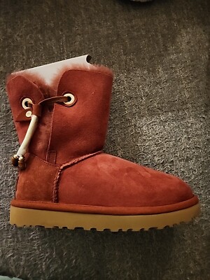 Ugg Australia Maia Suede Low Boot Drawstring  Beads Red Clay US size 5 CHARITY