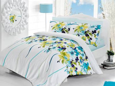 Deluxe Valentini Limited Tual Turquoise 3 Piece Bedding 160x200 ÖkoTex
